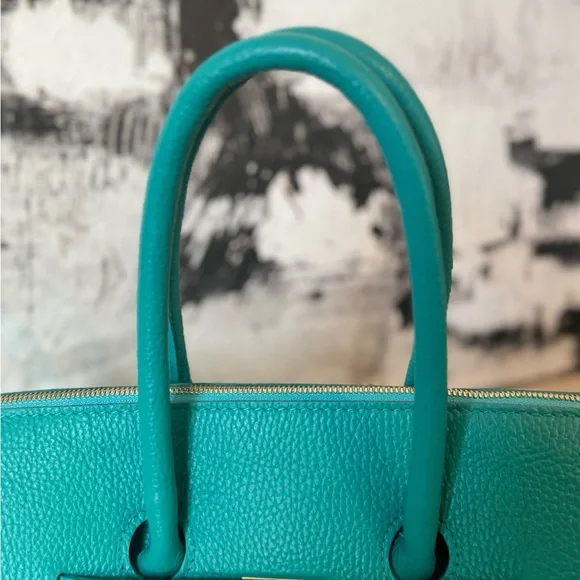 MadBag BIRKIMAD 40 Structured Italian Leather Tote – Teal NWT - Picture 6 of 14